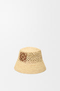 Anagram bucket hat in raffia and calfskin