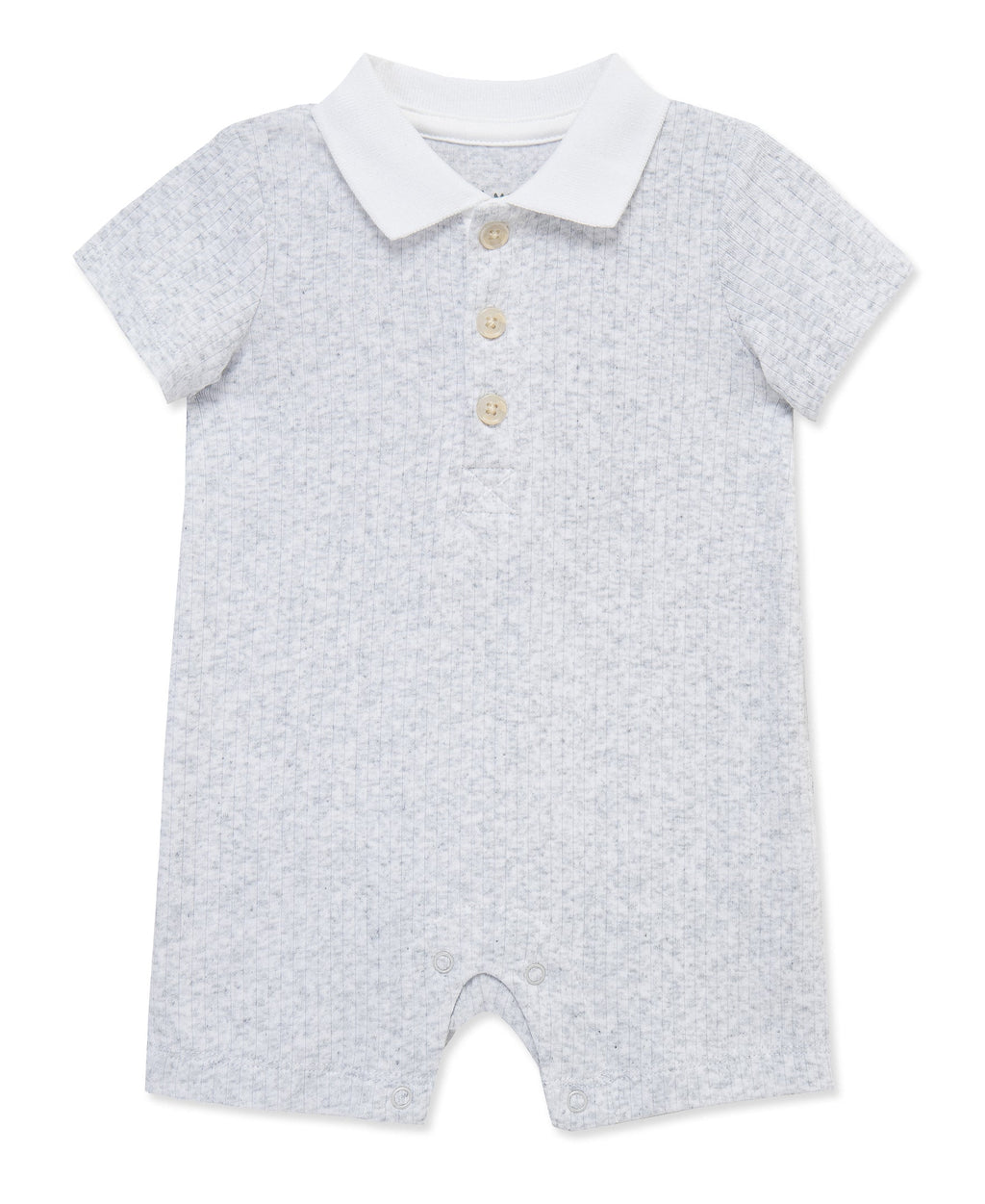 Grey Rib Knit Polo Romper
