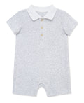 Grey Rib Knit Polo Romper