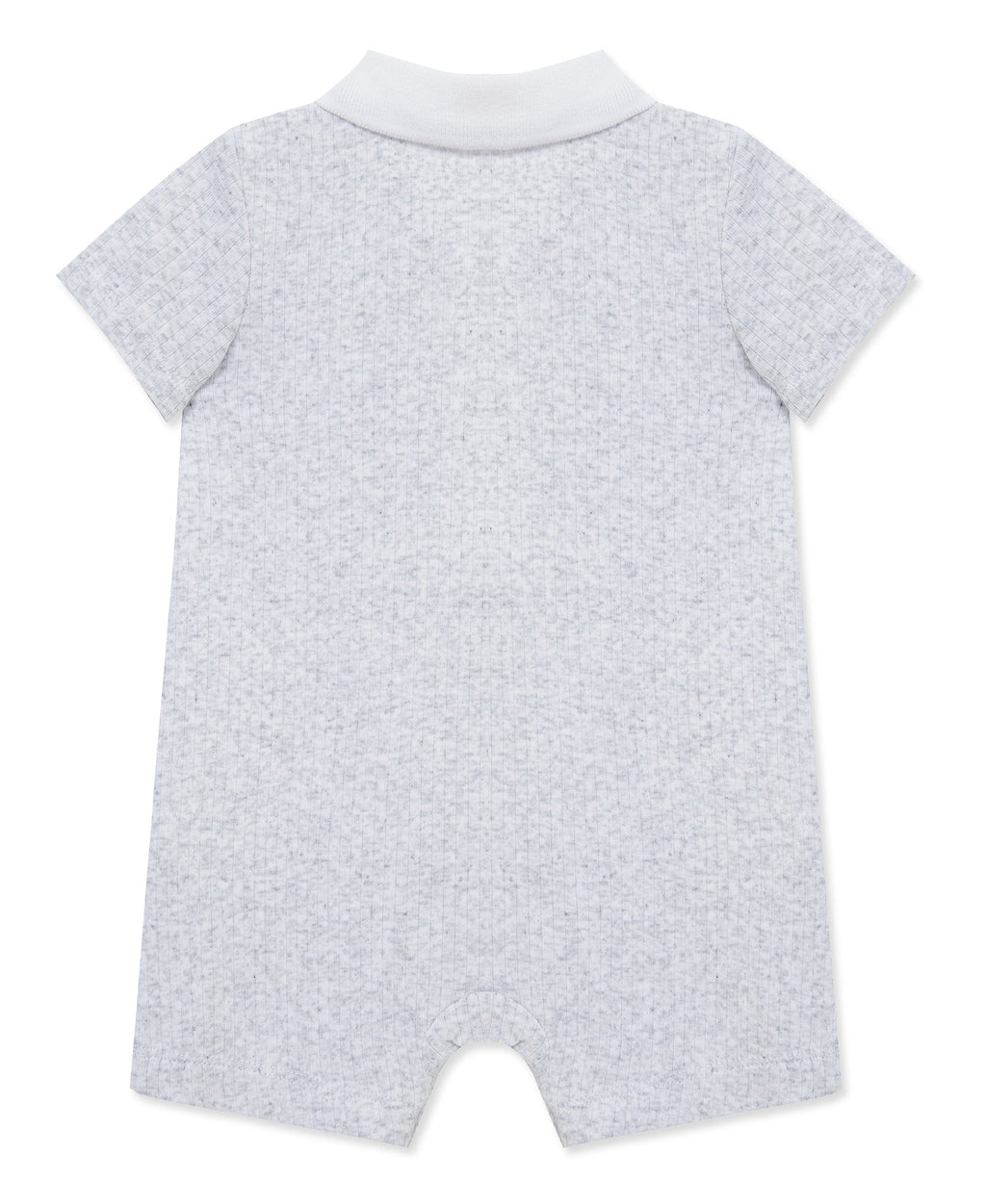 Grey Rib Knit Polo Romper